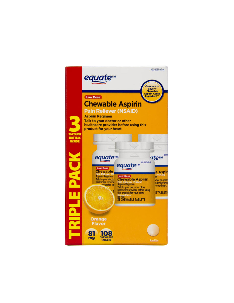 Aspirina Masticable 81 mg Sabor Naranja 108 tabletas