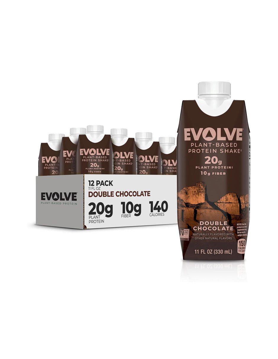 Batido de proteína vegetal EVOLVE con fibra y vitaminas chocolate 12 pack