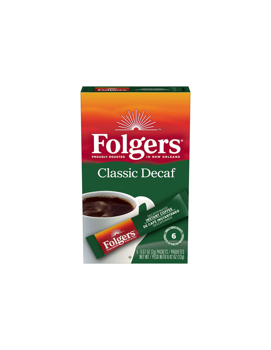 Folgers Classic Café instantáneo descafeinado, 6 unidades