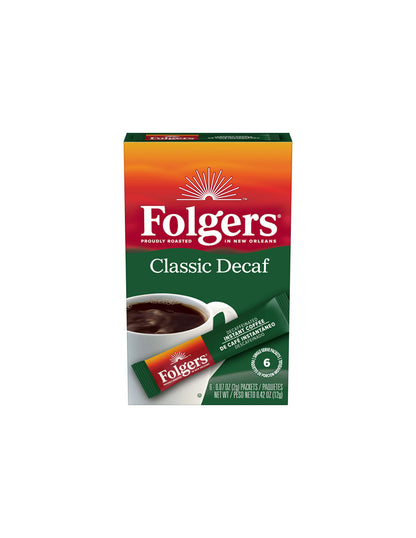 Folgers Classic Café instantáneo descafeinado, 6 unidades