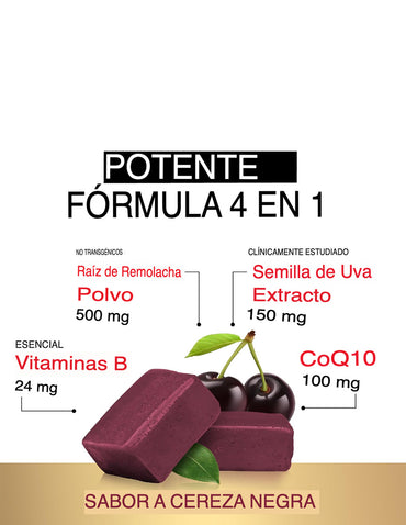 Masticables de remolacha FORCE FACTOR Apoyo al Corazón y Presión 60 unidades