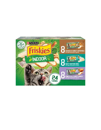 Friskies Indoor Variado sabores Aves, Mariscos y Vegetales 24 Latas de 5.5oz