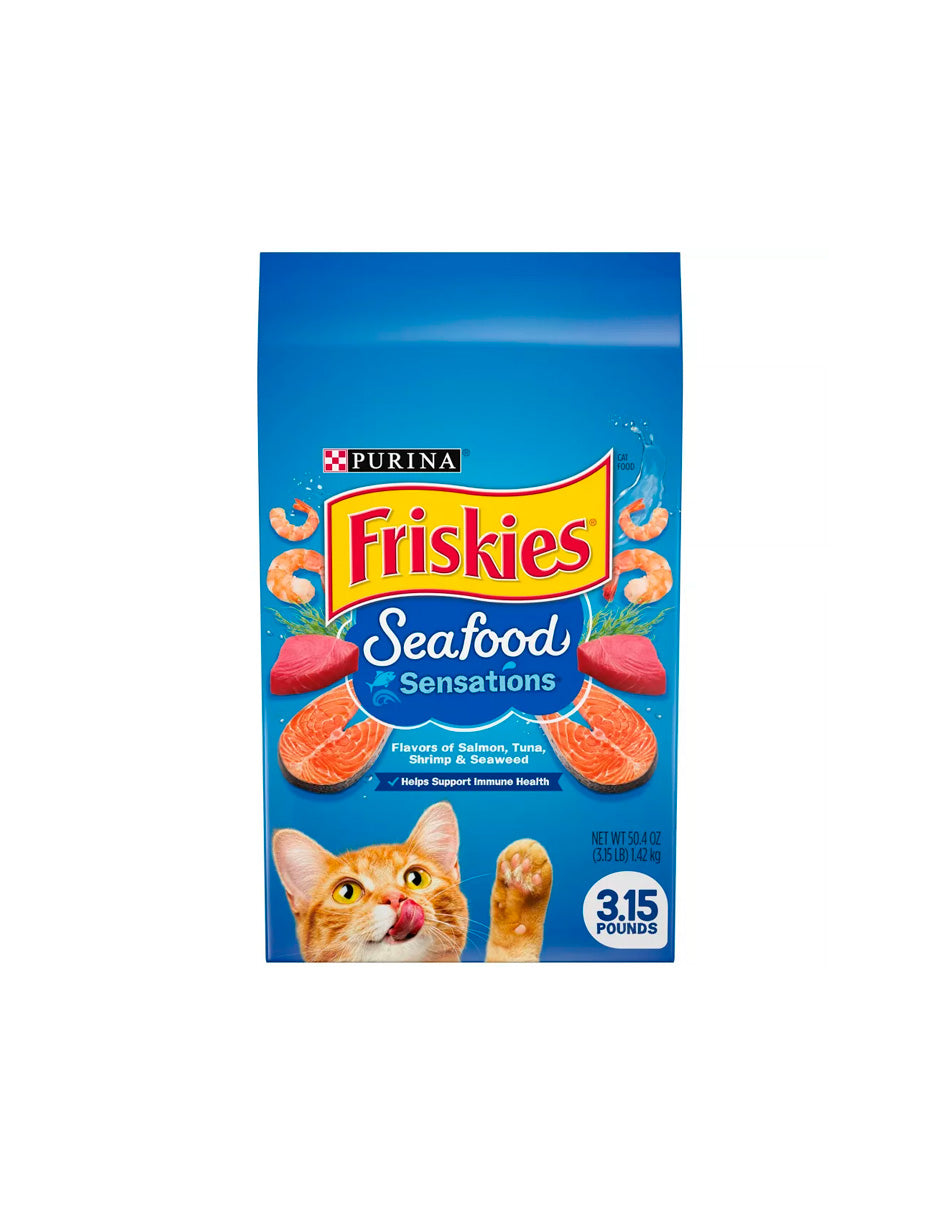 Friskies Alimento seco completo con sabores a salmón, atún, camarones y algas 1.42 kg