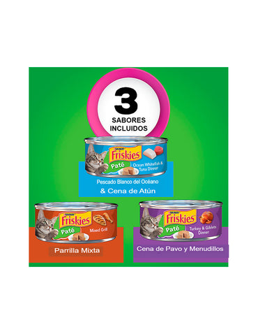 Friskies Paté Alimento húmedo para gatos adultos, 24 unidades