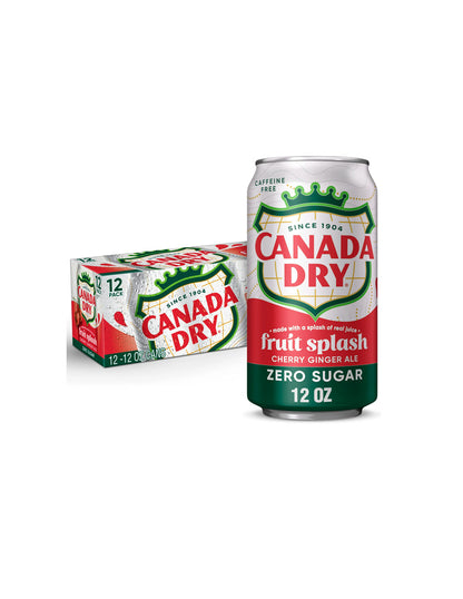 Refresco Canada Dry Ginger Ale con Sabor a Cereza y Frutas sin azúcar 12 pack