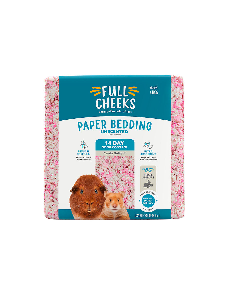 Ropa de cama de papel para mascotas pequeñas Full Cheeks con control de olores - Candy Delight 56 Libras