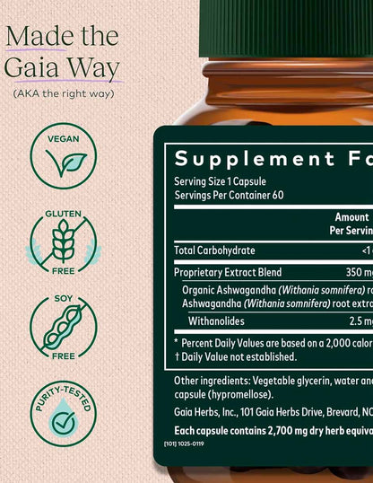 Gaia Herbs raíz líquida de Ashwagandha, 60 fitocápsulas líquidas