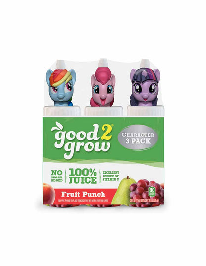 good2grow 6 oz 100% jugo paquete con 3 piezas (las tapas de los personajes varían)