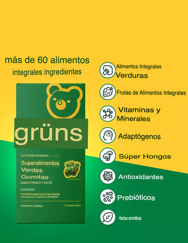 Superalimentos Grüns para adultos Bajas en Azúcar 96 gomitas