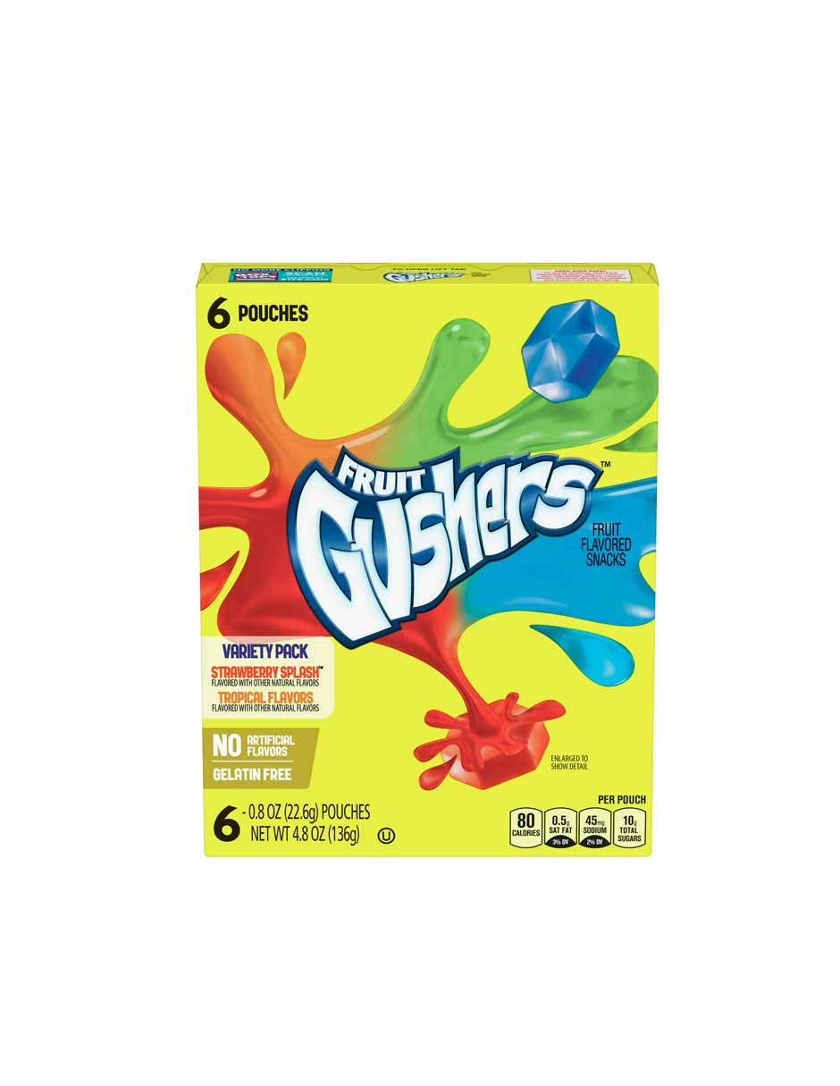 Gushers Bocadillos de frutas con sabores tropicales, 6 unidades 136gr