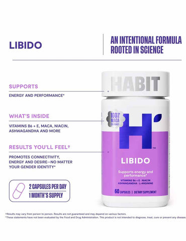 Health By Habit suplemento para aumentar la libido 60 cápsulas