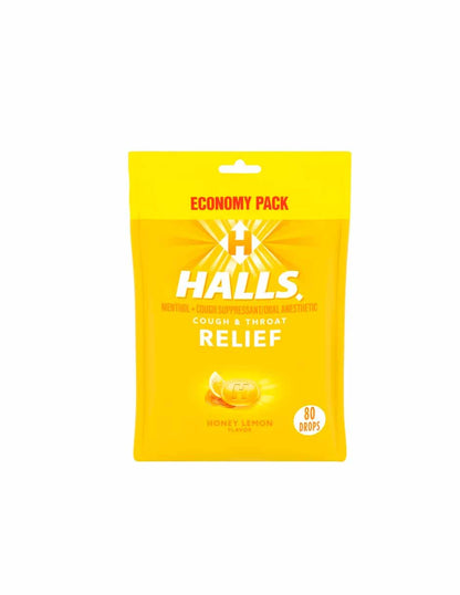 HALLS Relief pastillas para la tos sabor limón y miel, 80 unidades