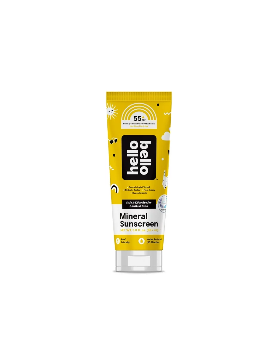 Hello Bello Mineral SPF 55 + loción protectora solar, para adultos y niños 88.7ml