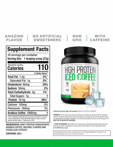 High Protein Iced Coffee vainilla apto para dieta cetogénica 453gr