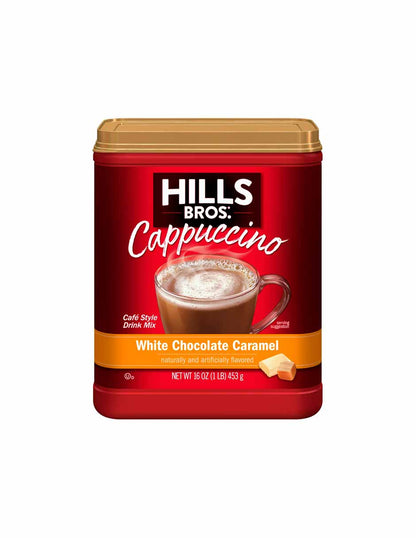 Hills Bros Mezcla de capuchino instantáneo caramelo de chocolate blanco 340gr