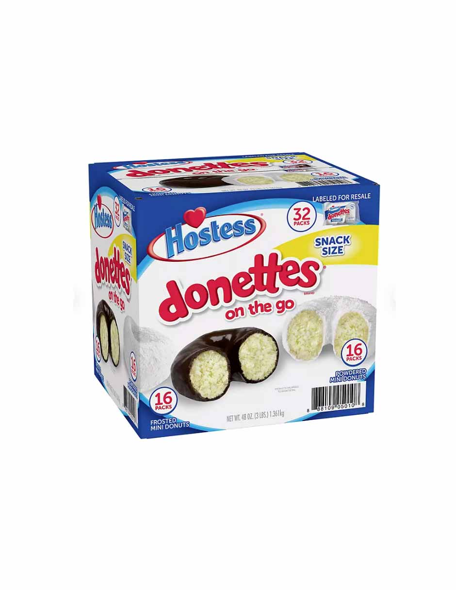 Hostess Mini donettes de chocolate en polvo y esmerilado 32 pack