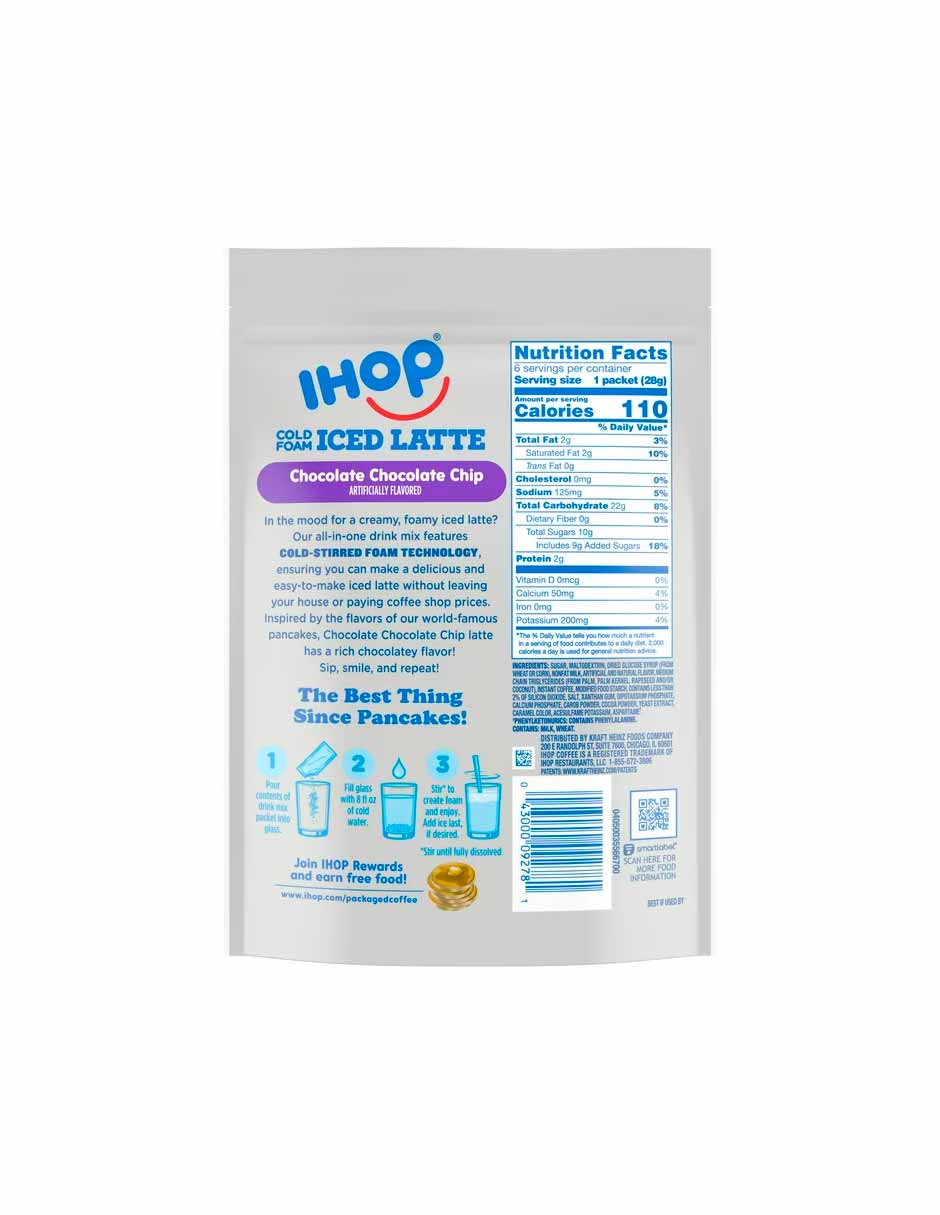 IHOP Chocolate Chip Latte Single Serve Instant Coffee Beverage Mix - 5.82 oz