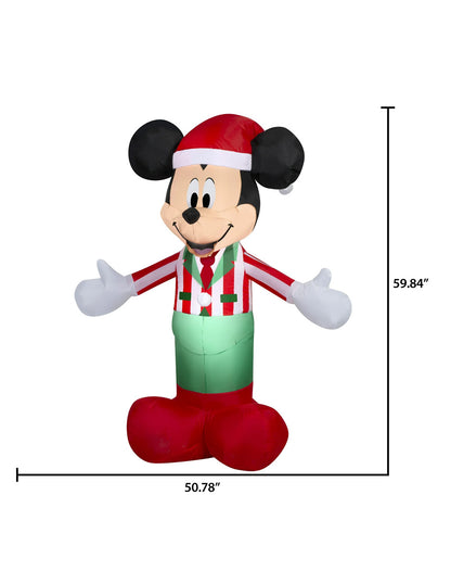 Inflable navideño Mickey rayas para patio 1.5 metros