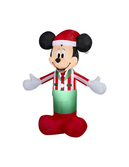Inflable navideño Mickey rayas para patio 1.5 metros