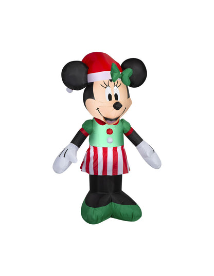 Inflable navideño Minnie rayas para patio 1.5 metros