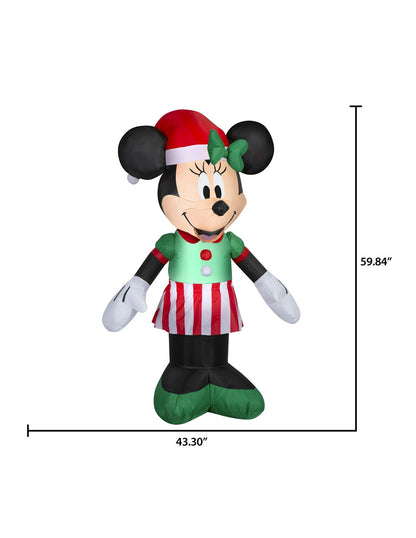 Inflable navideño Minnie rayas para patio 1.5 metros
