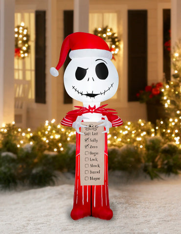 Inflable navideño Jack Skellington con Lista de Deseos