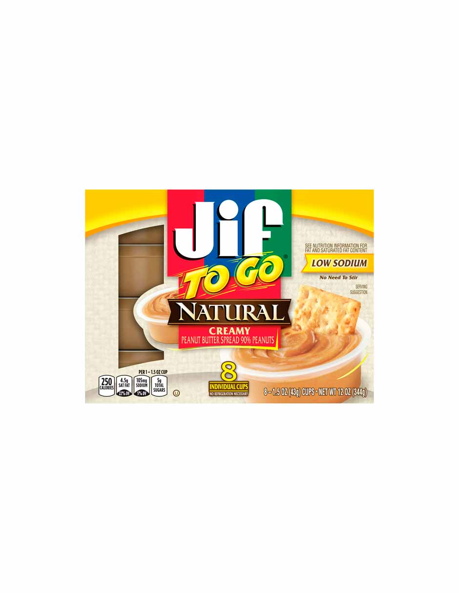 Jif To Go Mantequilla de maní cremosa, 8 piezas