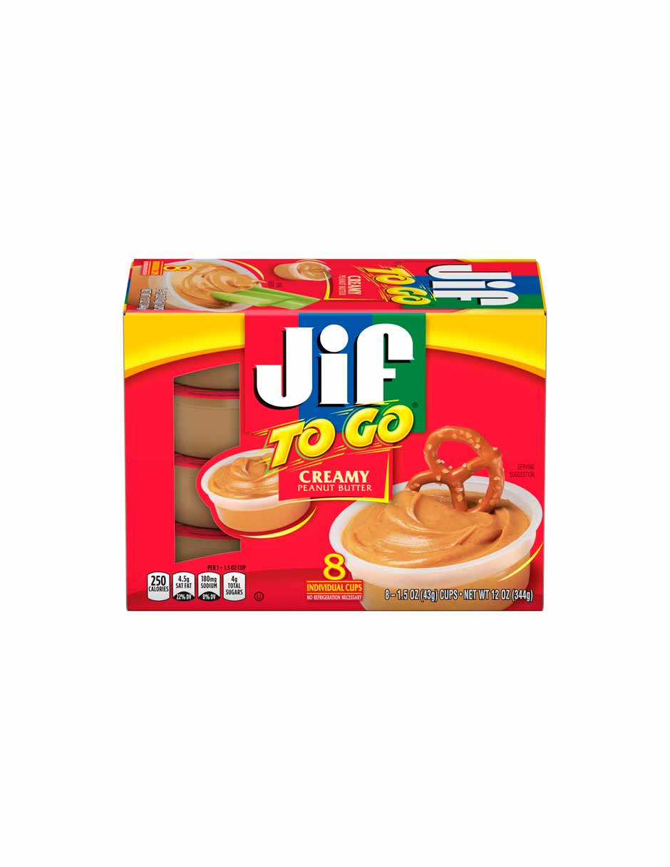 Jif To Go Mantequilla de maní cremosa, 8 piezas