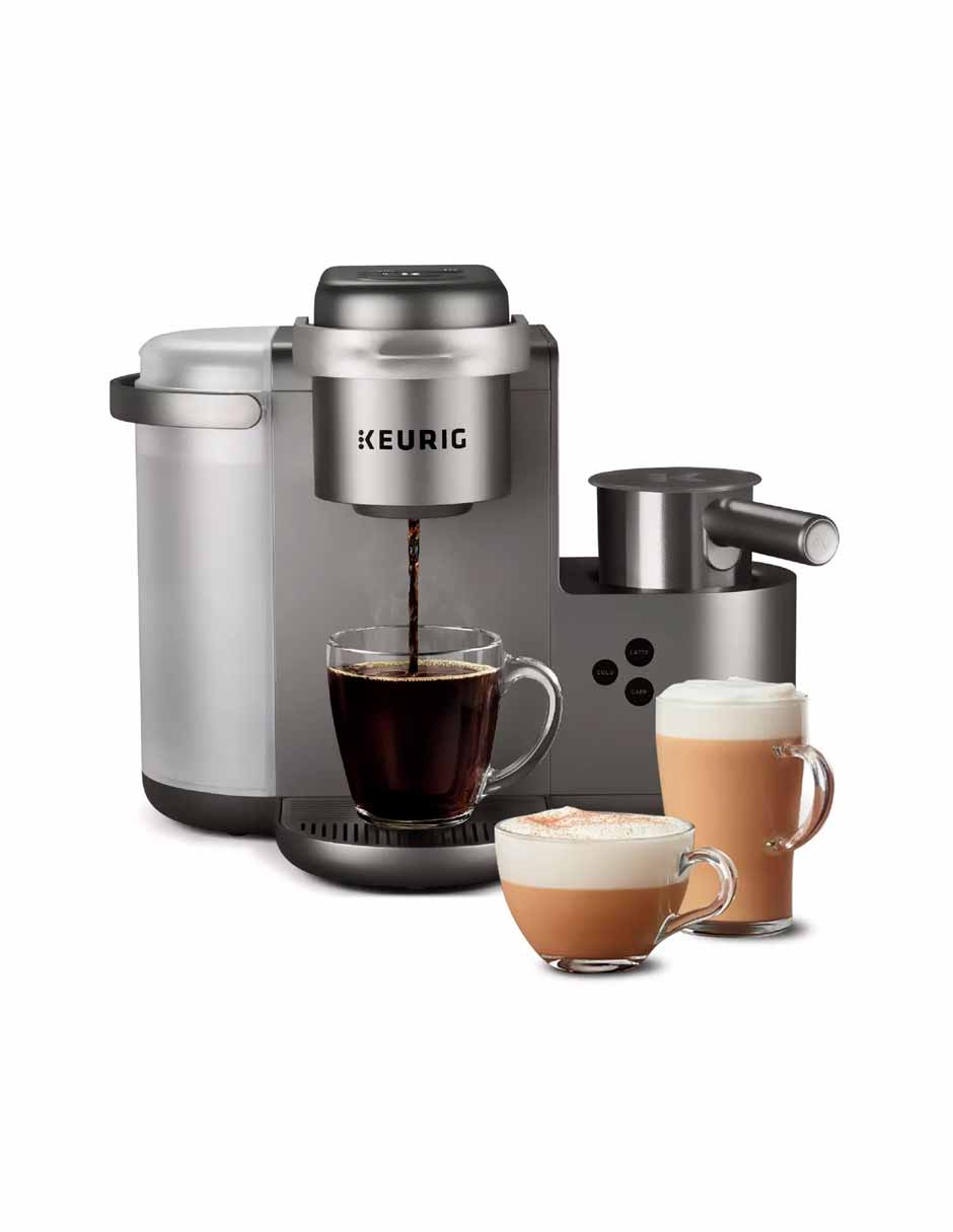 Keurig K-Cafe Cafetera monodosis para café y capuchino, color níquel