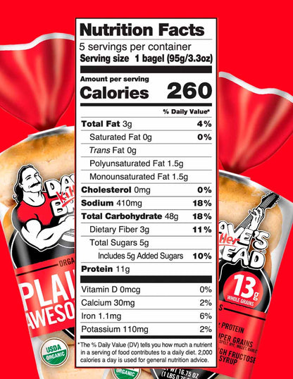 Pan Bagel Daves Killer Plain 475g Orgánico