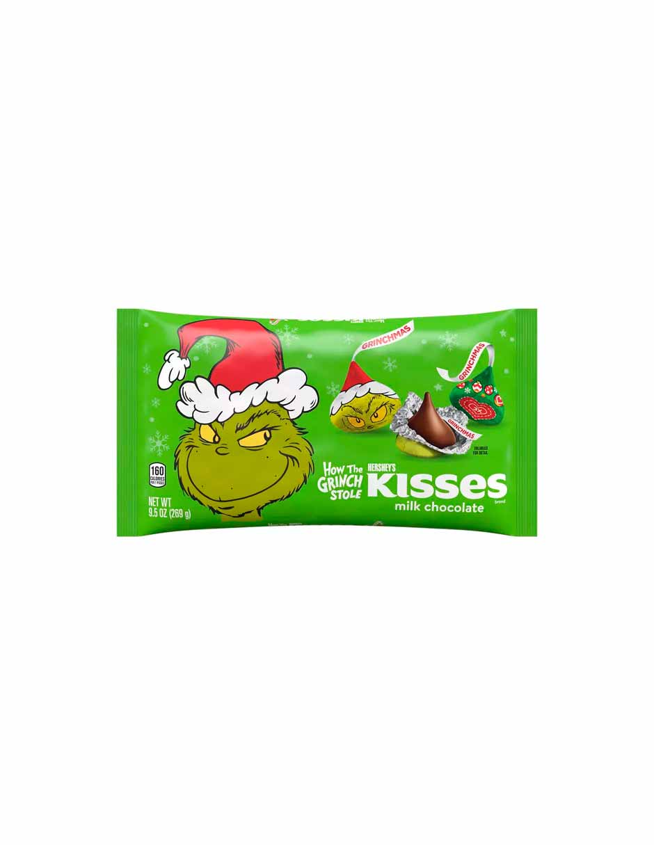 Kisses Grinch chocolate con leche edición navideña 269gr