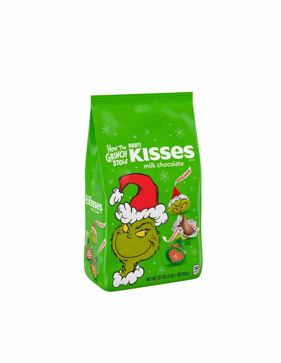 Kisses Grinch chocolate con leche edición navideña 910gr