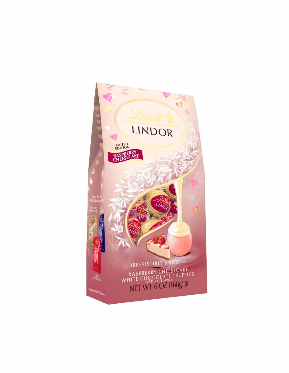Lindor Trufas de chocolate blanco frambuesa pay de queso San Valentín 168gr