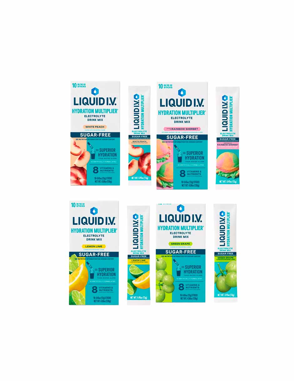 Liquid I.V. Suplementos de electrolitos en polvo sin azúcar, 10 unidades (variedad)