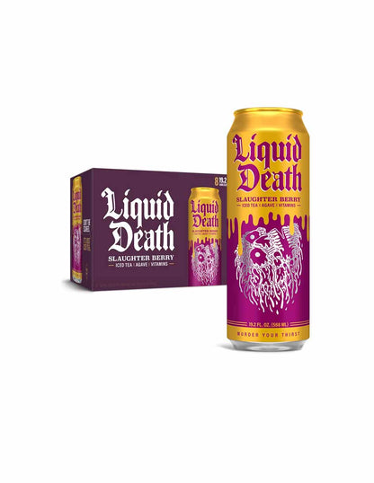 Liquid Death Té helado Slaughter Berry Latas tamaño King 8 pack