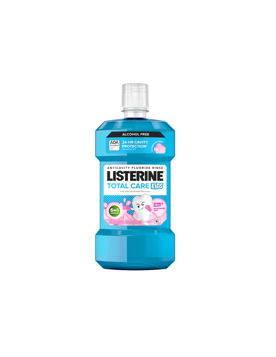 Enjuague bucal infantil sin alcohol anticaries Listerine Bubble Blast 500ml