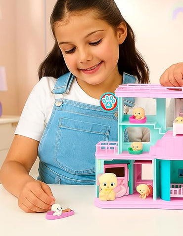 Clínica de Cachorros con Mamá y 3 Bebés y Accesorios