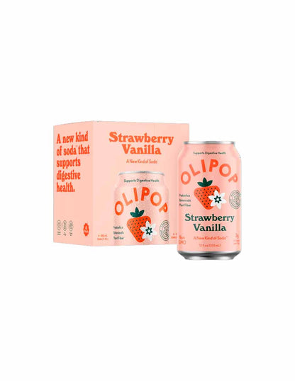 OLIPOP refresco prebiótico sabor fresa vainilla 4 pack