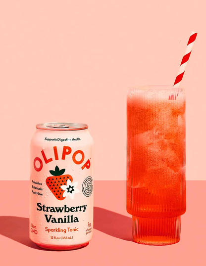 OLIPOP refresco prebiótico sabor fresa vainilla 4 pack