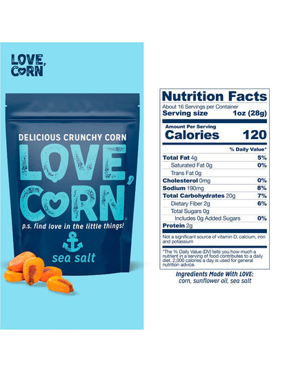 Sal marina LOVE CORN kosher, sin OGM 16 oz