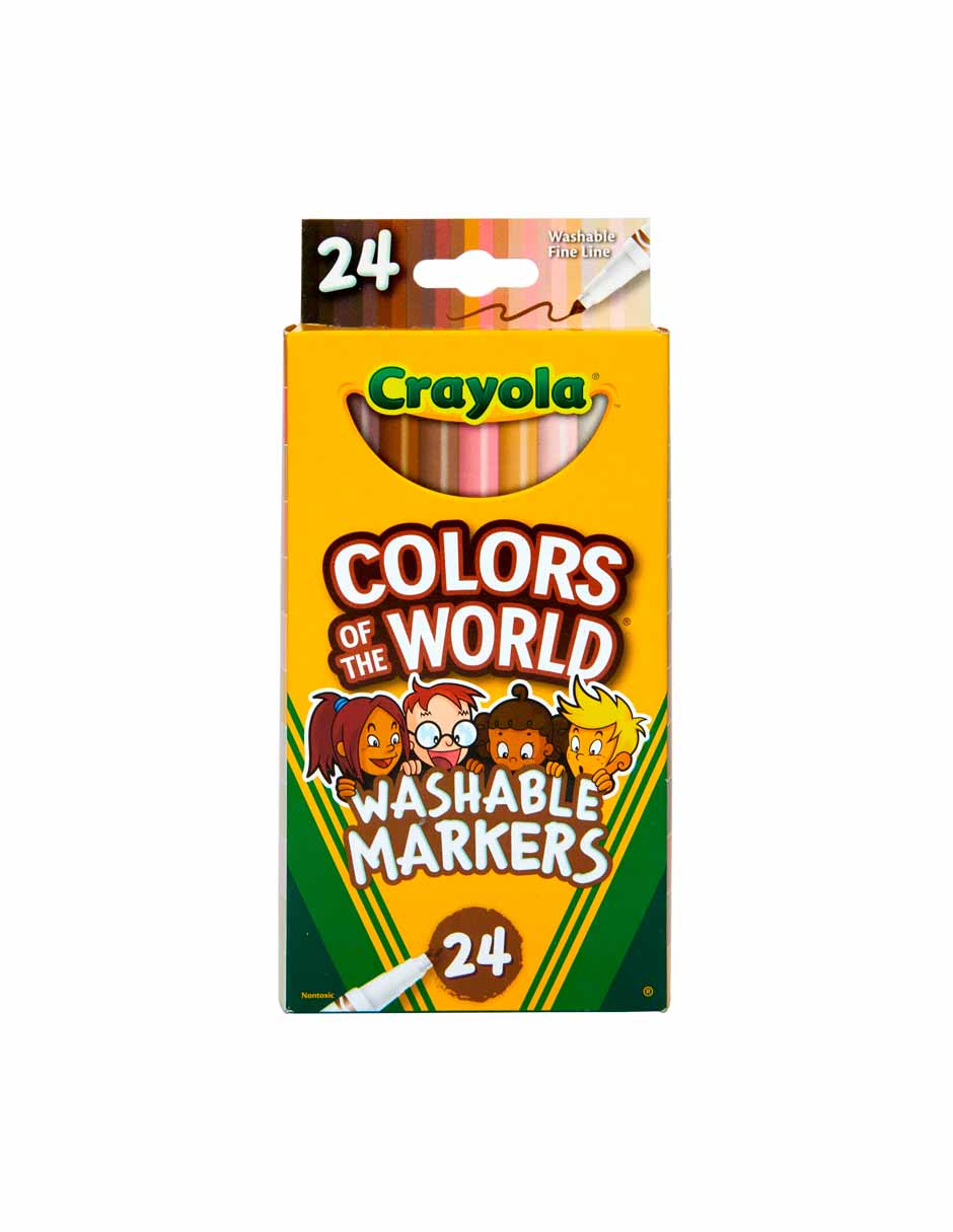 Marcadores Crayola Colors of the World, punta fina, 24 unidades