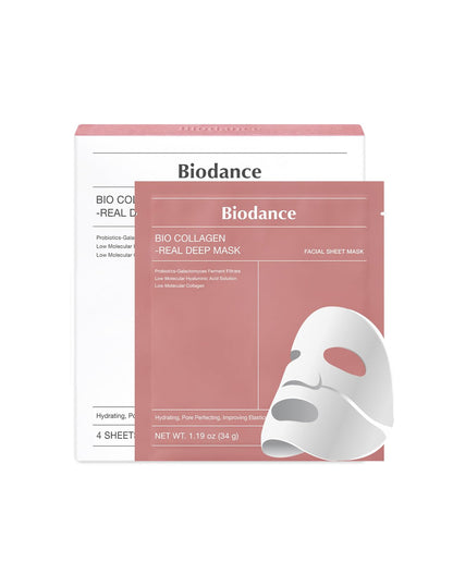 BIODANCE Máscara facial profunda real de bio-colágeno 4 unidades