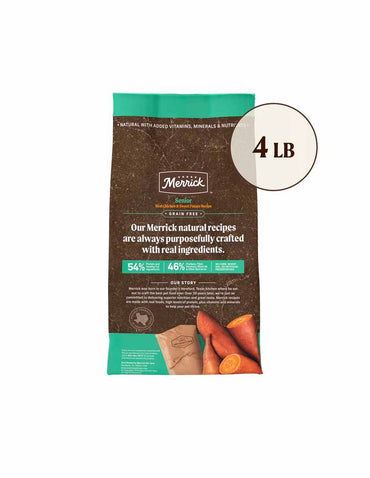 Merrick Alimento seco para perros senior sabor pollo y camote 1.8kg