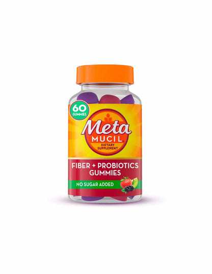 Metamucil gomitas suplemento de fibra y probióticos, sin azúcar añadido, 60 unidades