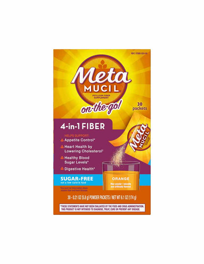 Mezcla de bebida sin azúcar Metamucil suplemento fibra, 30 unidades