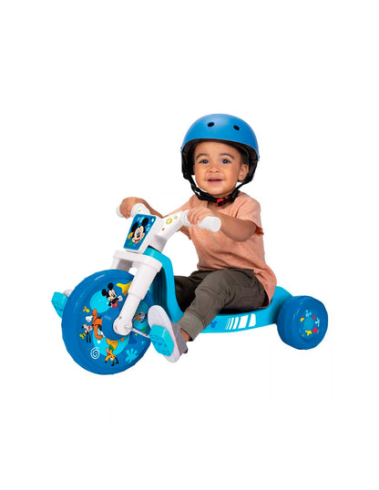 Triciclo infantil con volante de 10" y sonido electrónico de Mickey Mouse, color azul