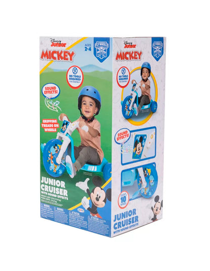 Triciclo infantil con volante de 10" y sonido electrónico de Mickey Mouse, color azul