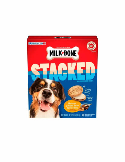 Milk-Bone Stacked galletas para perros sabor a melaza y mantequilla de maní 283gr