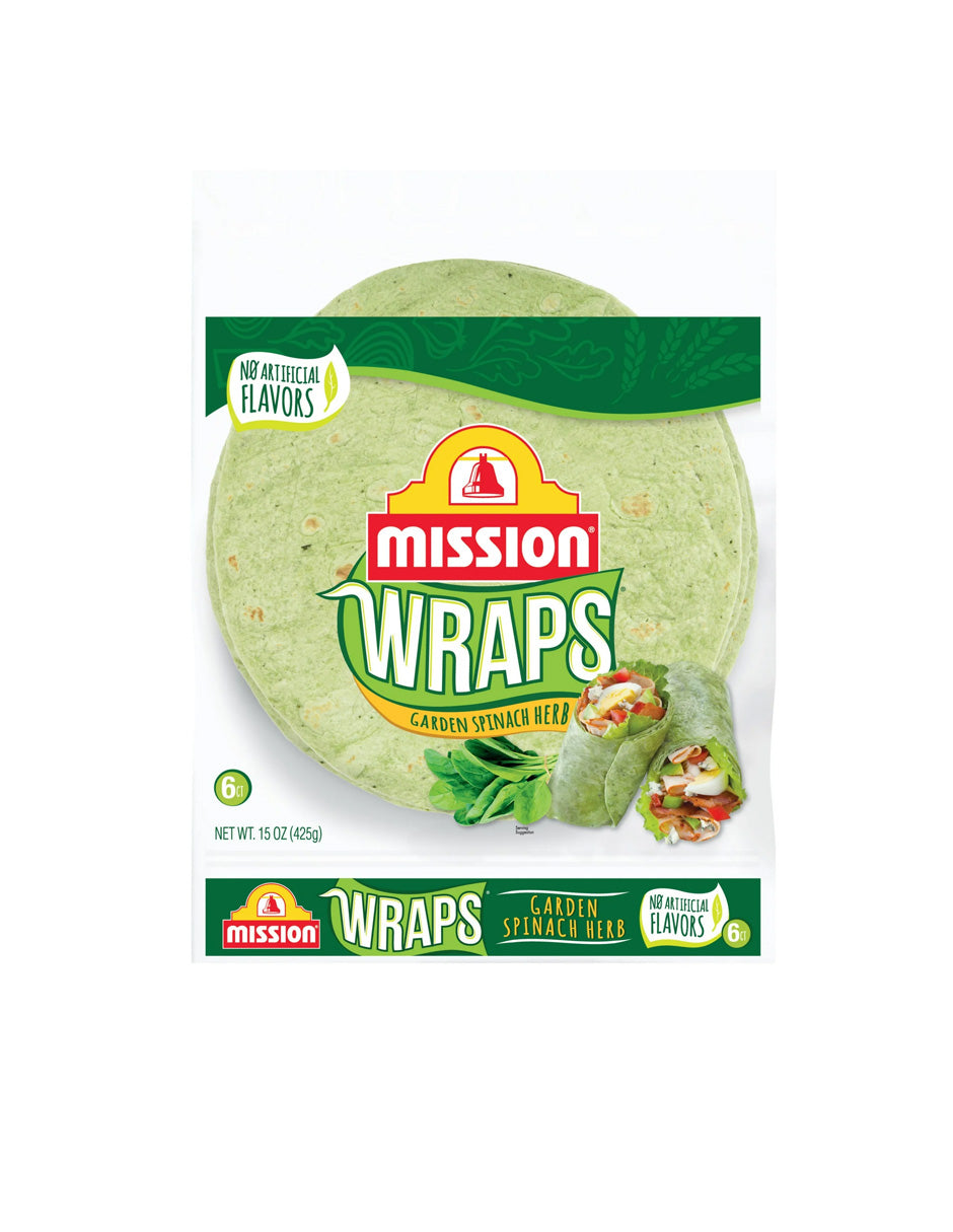 Tortillas Mission Envolturas de hierbas de espinaca  425gr