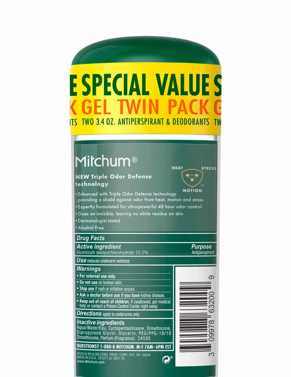 Mitchum Men Desodorante antitranspirante en barra, 48 horas de protección 2 PACK